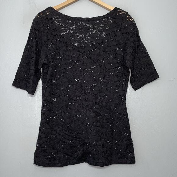 Maurices Lace Top Size M Sheer Black Stretch Whimsigoth Witchy Dark Romantic Y2K - Picture 3 of 7